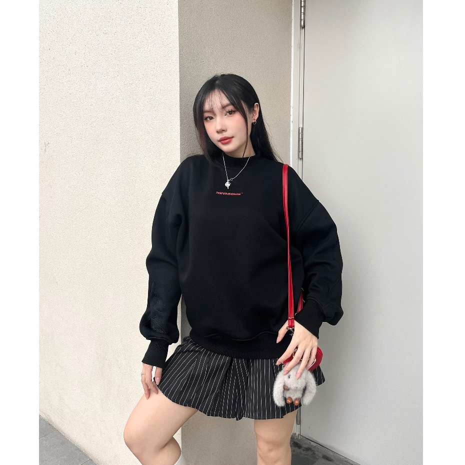 [KHÔNG XÙ] Áo Sweater NEVASOME Đơn Giản Nỉ Lót Lông Cừu LocalBrand Basic Cotton 420gsm Boxy Nam Nữ