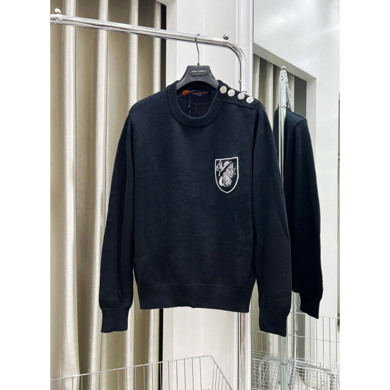 ⚡️[Hight Quality] Áo Len Lu1s Vu11on Màu Đen Sweater - Điểm Nhấn Ốc Sên Thêm Phối Đá Vai Cao Cấp Chất Len Dày Nam Nữ