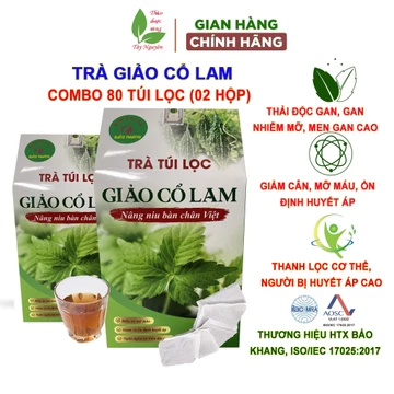 Combo 80 gói trà túi lọc giảo cổ lam Bảo Khang, trà giảo cổ lam, thơm ngon, dễ uống