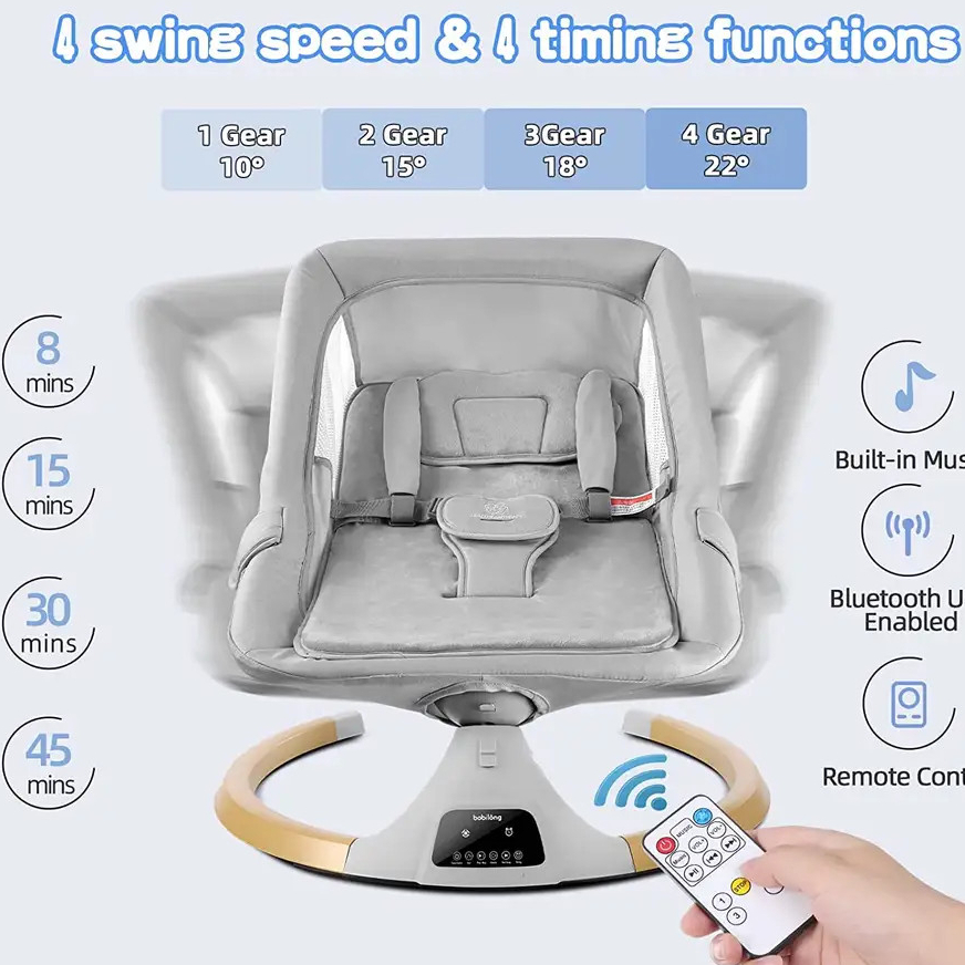 [CÓ BÁNH XE] Nôi em bé bằng điện tự động BobiLong 4in1 với lòng nôi RỘNG, ngả lưng và nằm 180 độ tải trọng 18KG | BigBuy360 - bigbuy360.vn