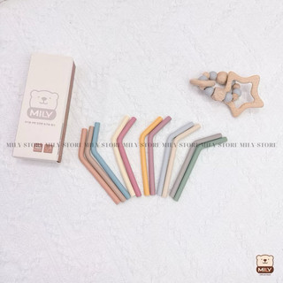 Màu ngẫu nhiên Ống Hút cốc MiLy 13cm silicone free BPA <không hộp>