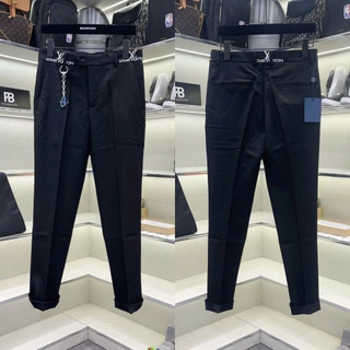 Quần tây âu nam Eo Vì slimfit vải chéo 79 thêu logo chữ hai bên eo phối móc khoá logo cao cấp QA41P