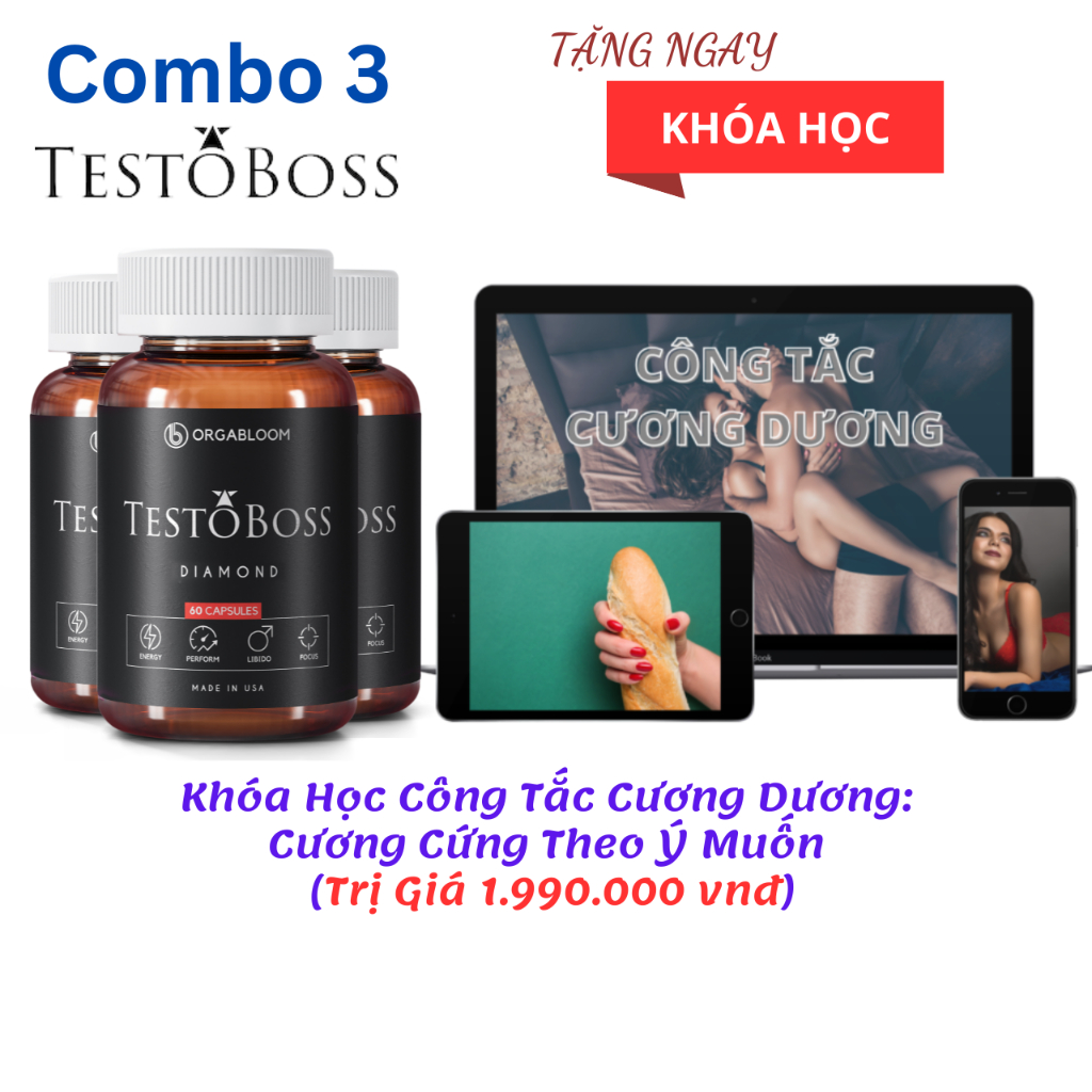 Combo 3 Testoboss - Tăng cường sinh lý nam với 9 loại thảo mộc quý - Testoboss USA