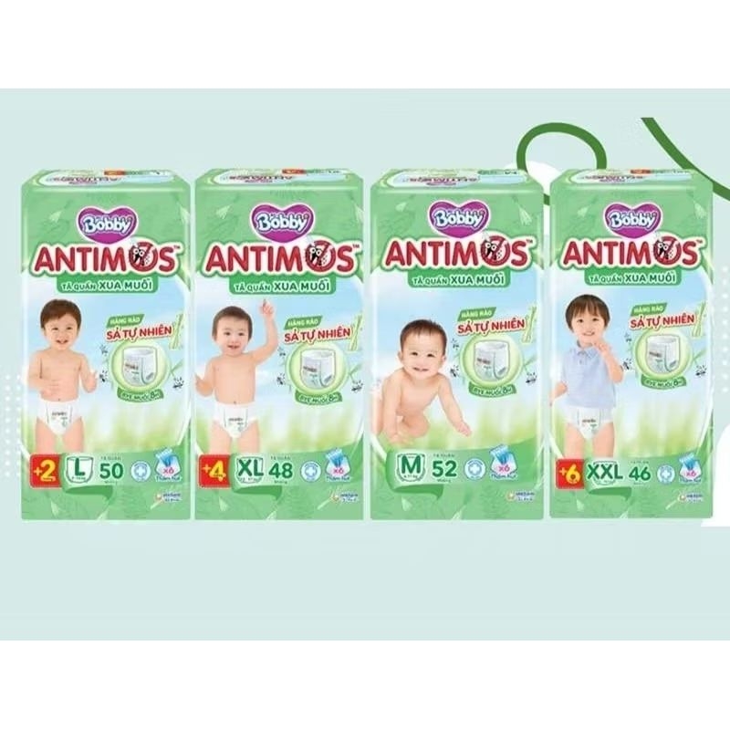 Tã Quần Bobby chống muỗi Antimos M52, L50, XL48, XXL46