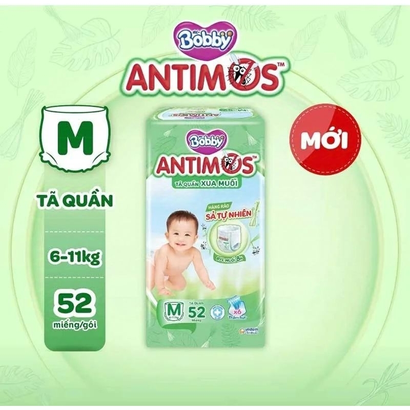 Tã Quần Bobby chống muỗi Antimos M52, L50, XL48, XXL46