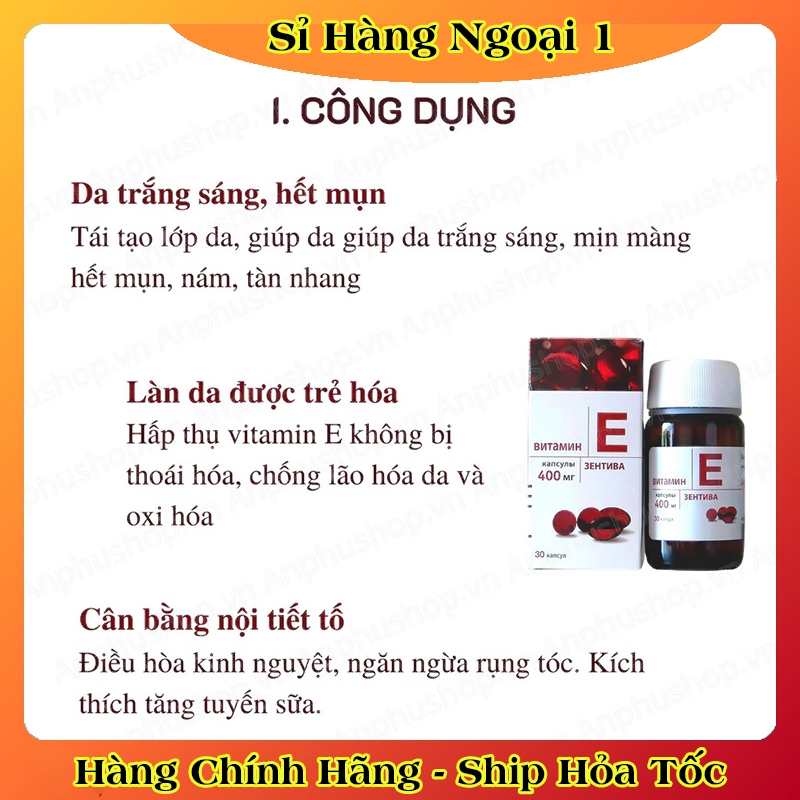 [LỌ THỦY TINH] Vitamin E Đỏ Nga Hàm Lượng 400mg LIFEVIT Giúp Làm Đẹp Da Của NGA
