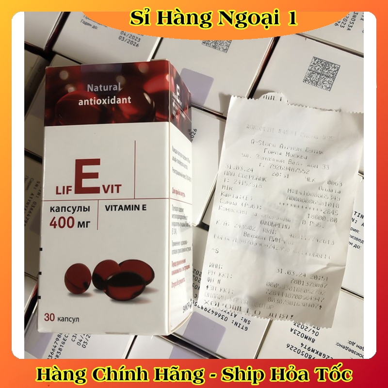 [LỌ THỦY TINH] Vitamin E Đỏ Nga Hàm Lượng 400mg LIFEVIT Giúp Làm Đẹp Da Của NGA