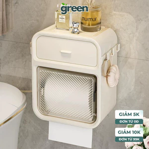Hộp Đựng Giấy Vệ Sinh Treo Tường 2 trong 1, hộp đựng giấy treo tường chất liệu ABS chống nước