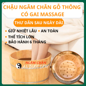 Chậu Ngâm Chân Gỗ Thông Nhập Khẩu Có Hạt Massage, Hàng Loại 1 Cao Cấp Ngâm Tay, Làm Nail, Bồn Ngâm Chân, Thau Ngâm Chân