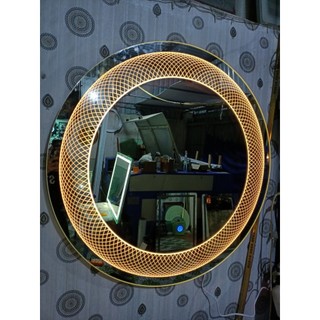 Gương led tròn cảm ứng treo tường hoa văn,Gương trang điểm,Treo phòng tắm - Diamond Mirror T-KHV-64