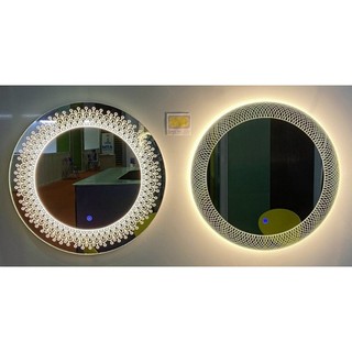 Gương led tròn cảm ứng treo tường hoa văn,Gương trang điểm,Treo phòng tắm - Diamond Mirror T-KHV-64