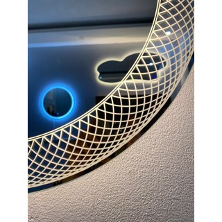 Gương led tròn cảm ứng treo tường hoa văn,Gương trang điểm,Treo phòng tắm - Diamond Mirror T-KHV-64