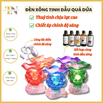 Đèn xông tinh dầu thuỷ tinh hình quả dứa | Máy xông tinh dầu thuỷ tinh cường lực khử mùi, trang trí phòng ngủ