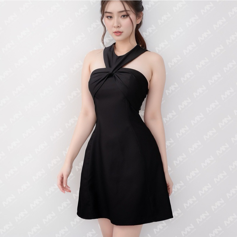 Ảnh Đầm cổ yếm dự tiệc MINA dáng xoè thiết kế chữ A chất liệu Cotton lạnh - MN176 4