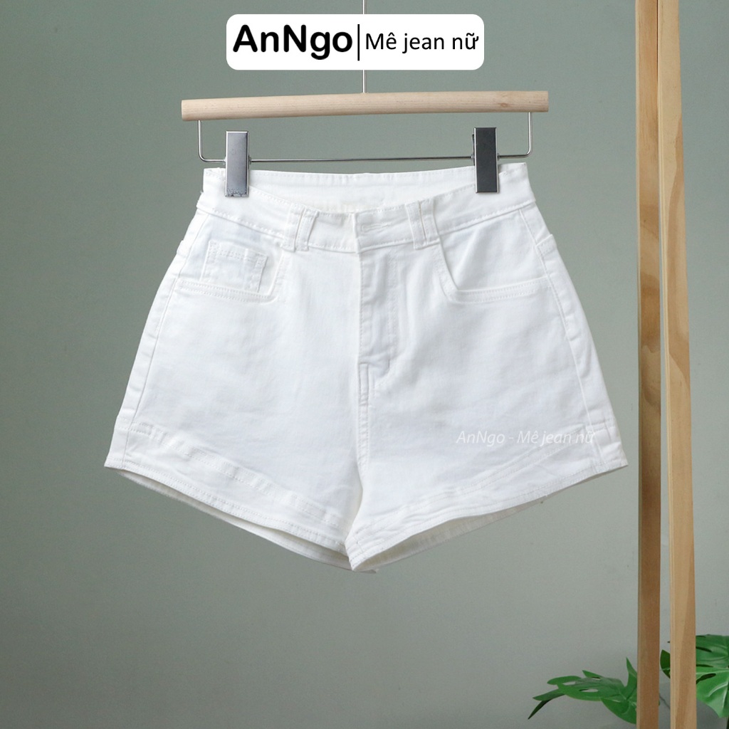 (Co giãn) Quần short jean nữ co giãn lưng cao chất jean cotton co giãn dày dặn Anngo  -  AT429