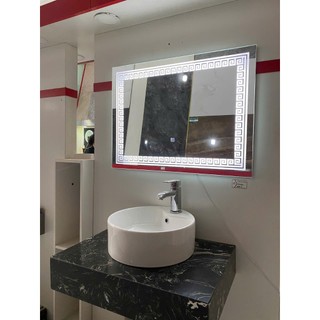 Gương Led Cảm Ứng Chữ Nhật Treo Tường Hoa Văn,Gương phòng tắm,Treo bàn trang điểm CN-PMHV-12