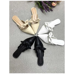 Sục nữ mũi nhọn da mềm phối nơ quai ngang D50