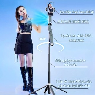 Gậy chụp ảnh selfie Q515 HULAKO 4 chân tích hợp gimbal AI thông minh, Nhận Diện Khuân Mặt, Chuyển Động 360 độ Theo Mẫu