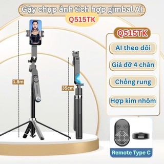 Gậy chụp ảnh selfie Q515 HULAKO 4 chân tích hợp gimbal AI thông minh, Nhận Diện Khuân Mặt, Chuyển Động 360 độ Theo Mẫu
