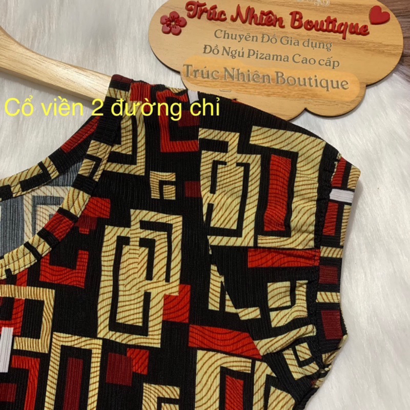 Đồ bộ trung niên thun gân tâm, đồ bộ mặc nhà quần lửng ống rộng  - K01