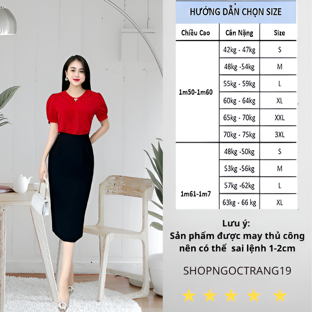 Chân Váy Bút Chì Cạp Cao Che Khuyết Điểm Bụng Bản Cao Cấp 2 Lớp SHOPNGOCTRANG19 CV05