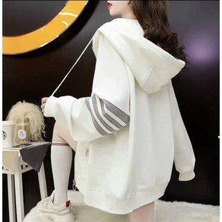 ÁO KHOÁC NỈ DÂY KÉO TAY PHỐI VIỀN FORM RỘNG NÓN TO PHONG CÁCH TOP WOMEN JACKET NỔI BẬT THỜI TRANG