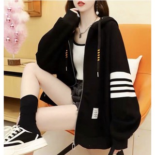 ÁO KHOÁC NỈ DÂY KÉO TAY PHỐI VIỀN FORM RỘNG NÓN TO PHONG CÁCH TOP WOMEN JACKET NỔI BẬT THỜI TRANG
