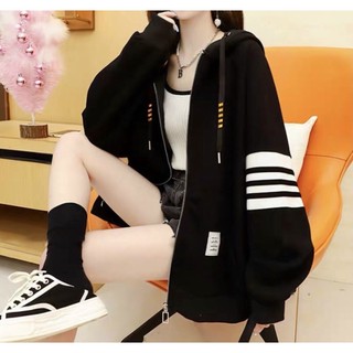 ÁO KHOÁC NỈ DÂY KÉO TAY PHỐI VIỀN FORM RỘNG NÓN TO PHONG CÁCH TOP WOMEN JACKET NỔI BẬT THỜI TRANG