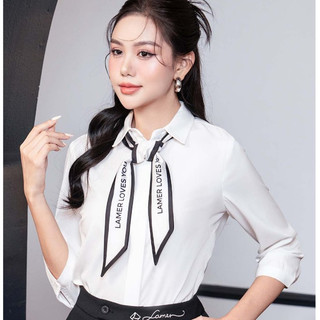 Khăn Lụa Dài LAMER In Họa Tiết Phối Cùng Áo Sơ Mi L6AO23Q001