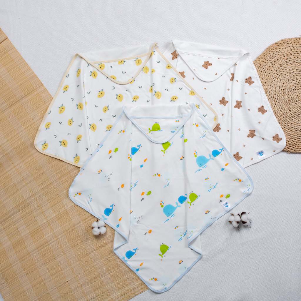 Ảnh Ủ Choàng Có Mũ BONNY Cotton Mềm Êm Mịn Cho Bé Sơ Sinh (Kt: 70x70Cm) 1
