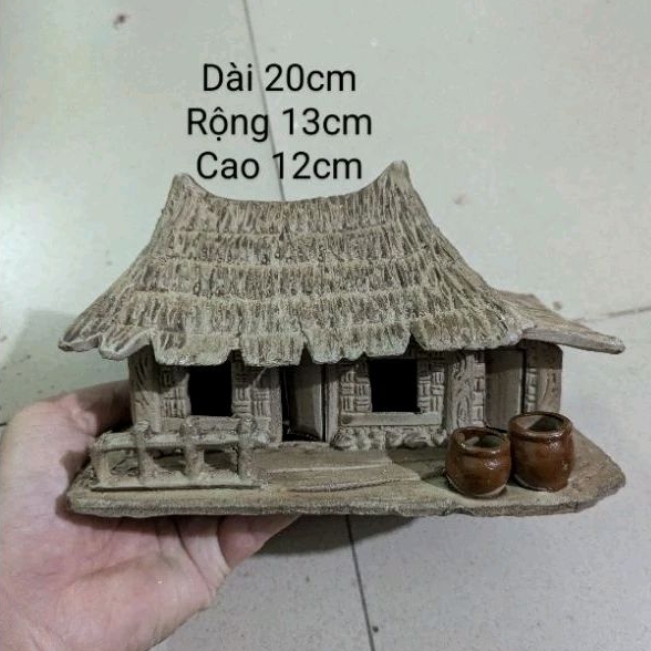 Tiểu cảnh tranh trí nhà rơm gốm Bát Tràng dùng trang trí decor tiểu ...