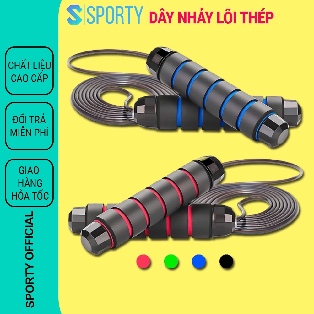 Dây nhảy giảm cân SPORTY, tập thể thao TS36 thể lực giảm cân giảm mỡ bụng, lõi thép siêu bền