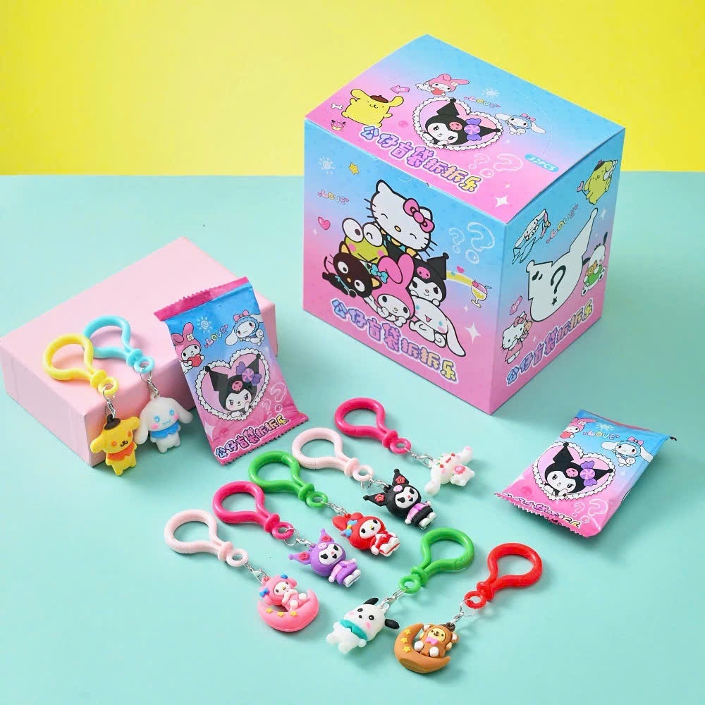 Full box hộp đựng móc khóa Pop Mart bóc quà bí mật hộp - Đồ chơi Sanrio Kuromi PVC Móc khóa đáng yêu cho bé