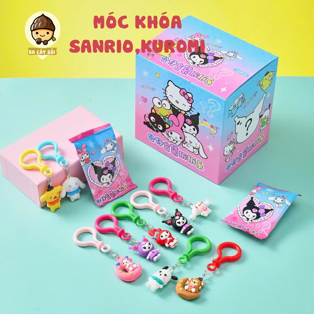 Full box hộp đựng móc khóa Pop Mart bóc quà bí mật hộp - Đồ chơi Sanrio Kuromi PVC Móc khóa đáng yêu cho bé