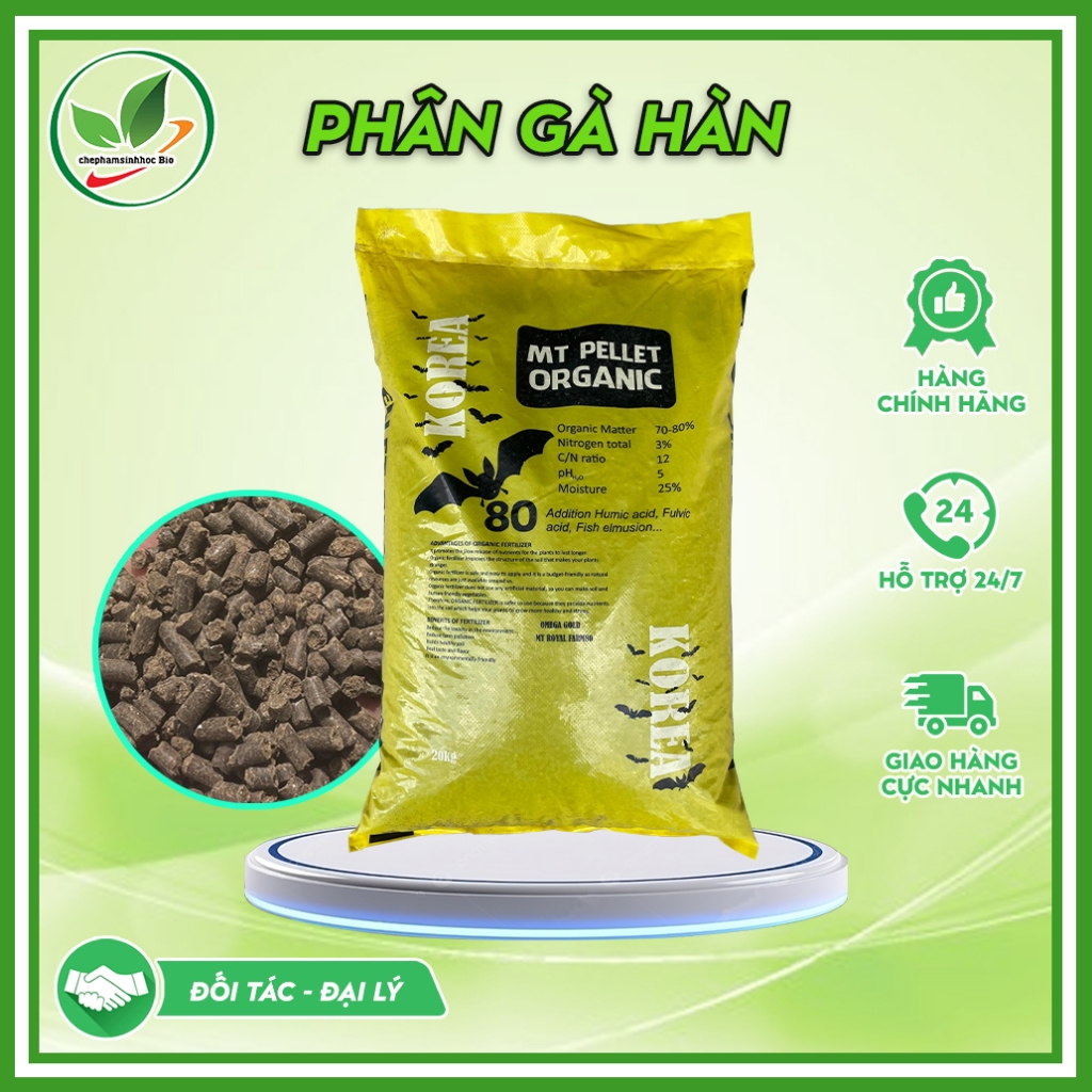 [Bao 20kg] Phân gà hữu cơ Hàn Quốc dạng viên nén, thích hợp sử dụng cho cây trồng, rau, củ, quả.