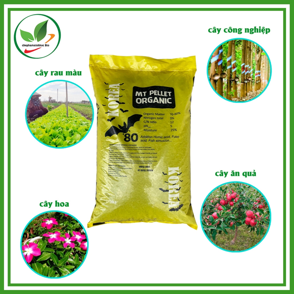 [Bao 20kg] Phân gà hữu cơ Hàn Quốc dạng viên nén, thích hợp sử dụng cho cây trồng, rau, củ, quả.