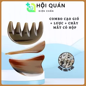 COMBO 3 Dụng Cụ Cạo Gió Mát Xa - Cạo Gió + Chày Mắt Dày + Lược 5 Răng - Dụng Cụ Diện Chẩn
