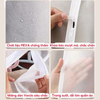 [SẴN] Túi bọc quần áo loại dày chống bụi bẩn, chống ẩm mốc chất liệu nhựa PEVA in 3 chiều cao cấp