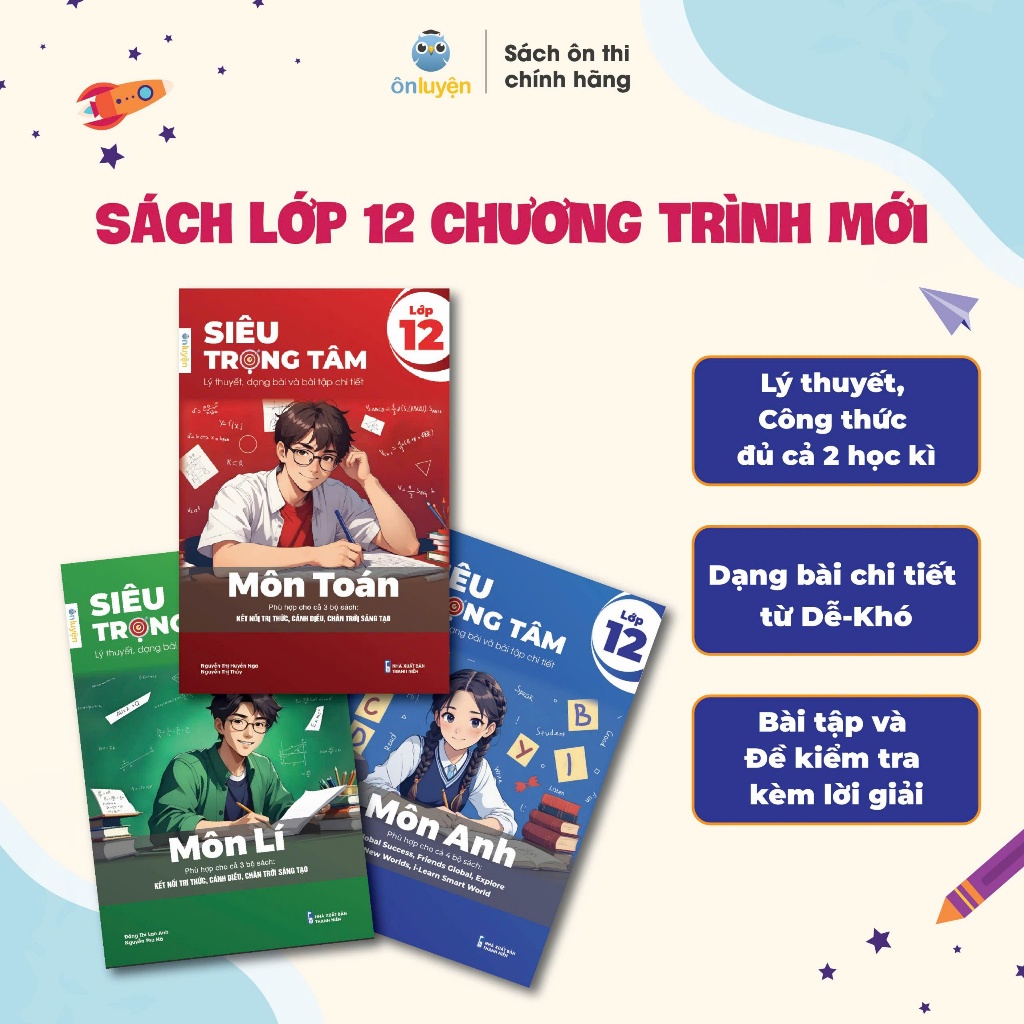 Ảnh Combo 3 Sách Siêu trọng tâm lớp 12 các môn Toán, Lí, Hóa, Anh, Sinh, Lịch sử-Địa lý-Giáo dục KT&PL 3