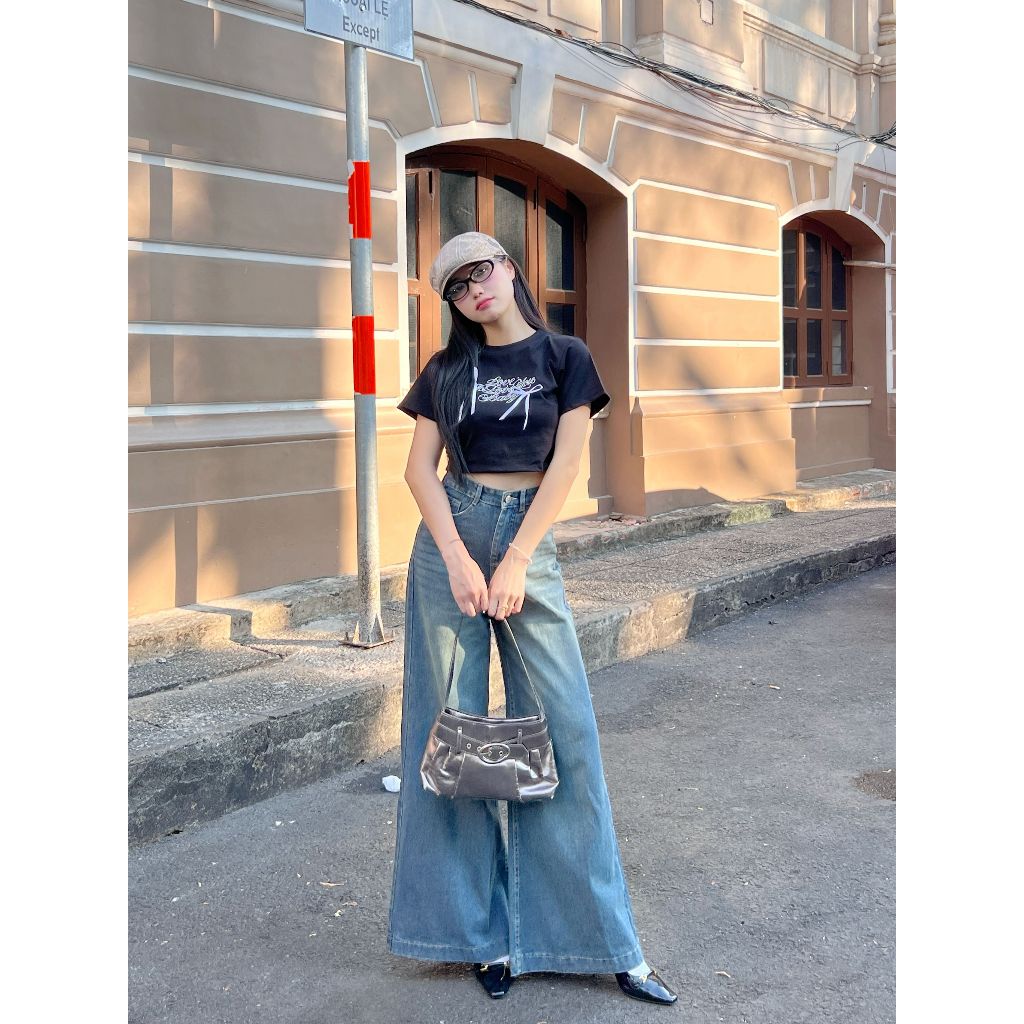 Quần jeans nữ NICOOL, quần bò nữ dáng suông dài ống loe rộng lưng cao tôn dáng N41-Q48