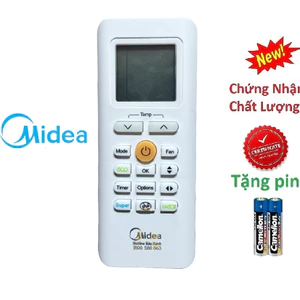 tay điều khiển remote từ xa điều hòa midea chính hãng mới-kèm pin