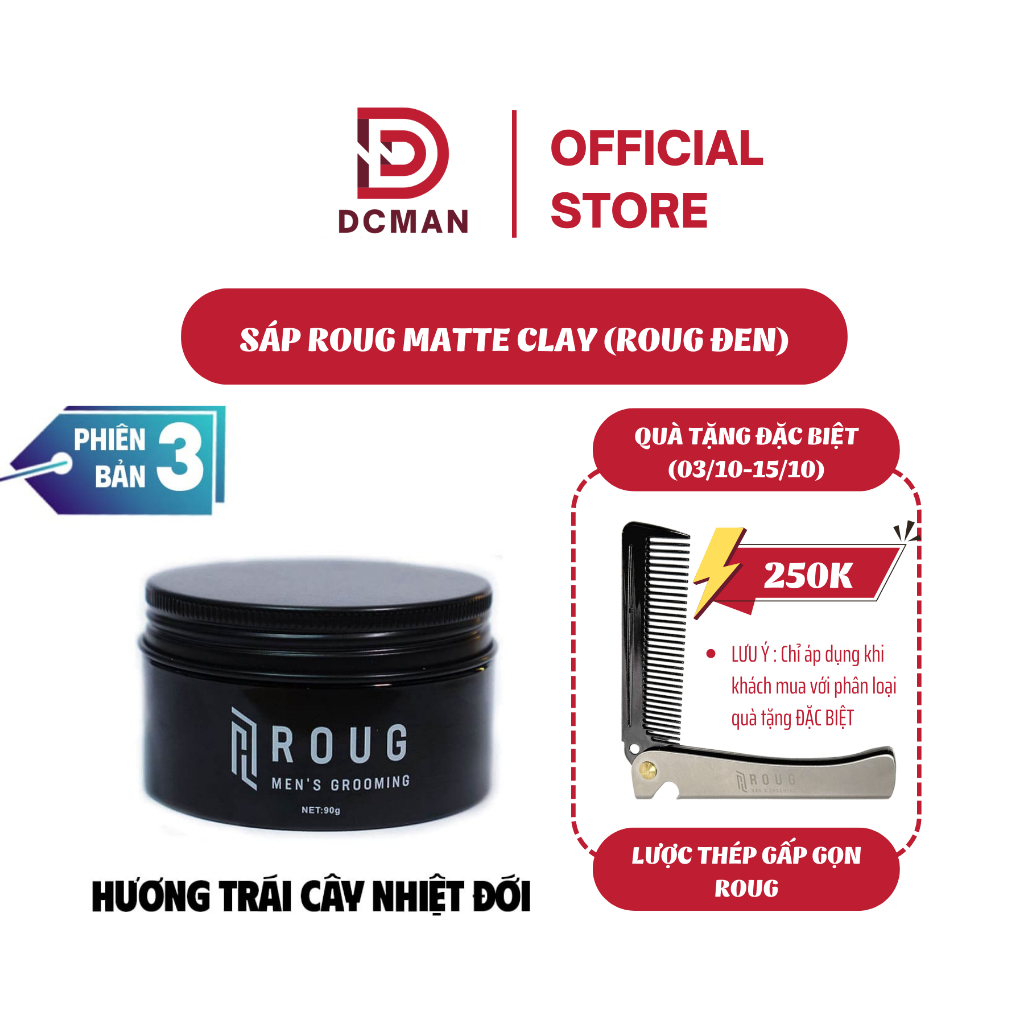 Sáp Vuốt Tóc Nam ROUG MEN'S GROOMING Matte Clay Chính Hãng Singapore ...
