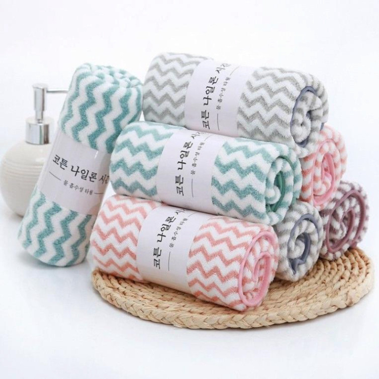 Khăn Mặt Lông Cừu Kẻ Sọc Xuất Hàn Size 30cmx50cm - giao mầu ngẫu nhiên hàng ĐẸP_harmoniedecor