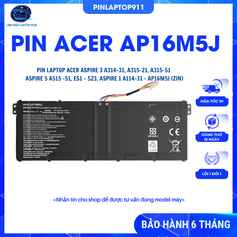 Batteria Per Laptop Acer Aspire - Sostituzione 7.7V 37Wh, Modelli Compatibili A114-31, A315-51, Ecc. - Foto 3