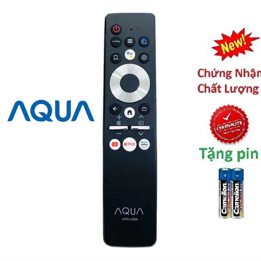 Điều khiển tivi aqua giọng nói, Remote TV AQUA QLED 4K 65 inch 65AQTS6UG có mic điều khiển giọng nói