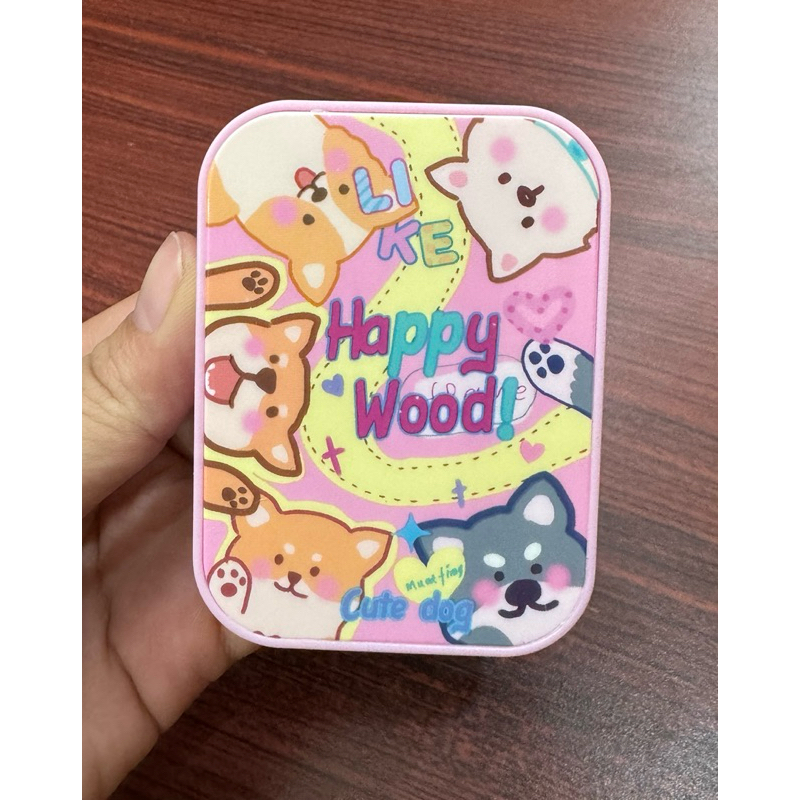 khay đôi chó Shiba happy wood hồng, khay mèo Drange tím