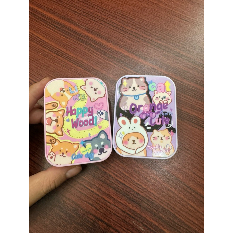 khay đôi chó Shiba happy wood hồng, khay mèo Drange tím