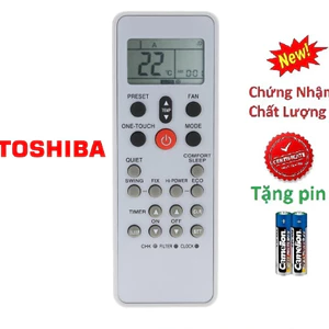 tay điều khiển remote từ xa điều hòa toshiba 1 nút đỏ hàng zin theo máy mới-kèm pin