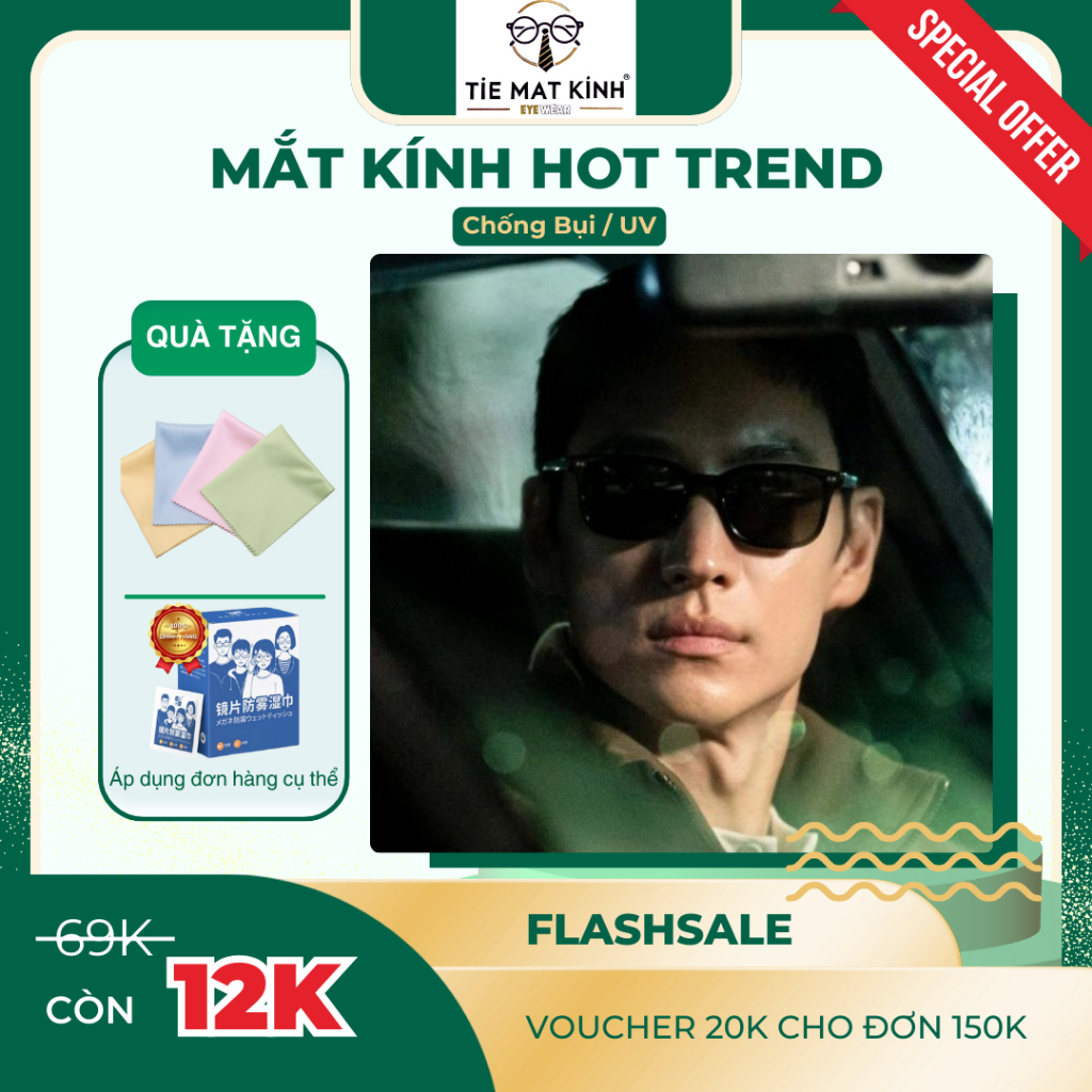 Kính Râm Hot Trend Gọng Chắc Chắn Chống Tia UV - Tặng Kèm Túi và 2 Khăn ...