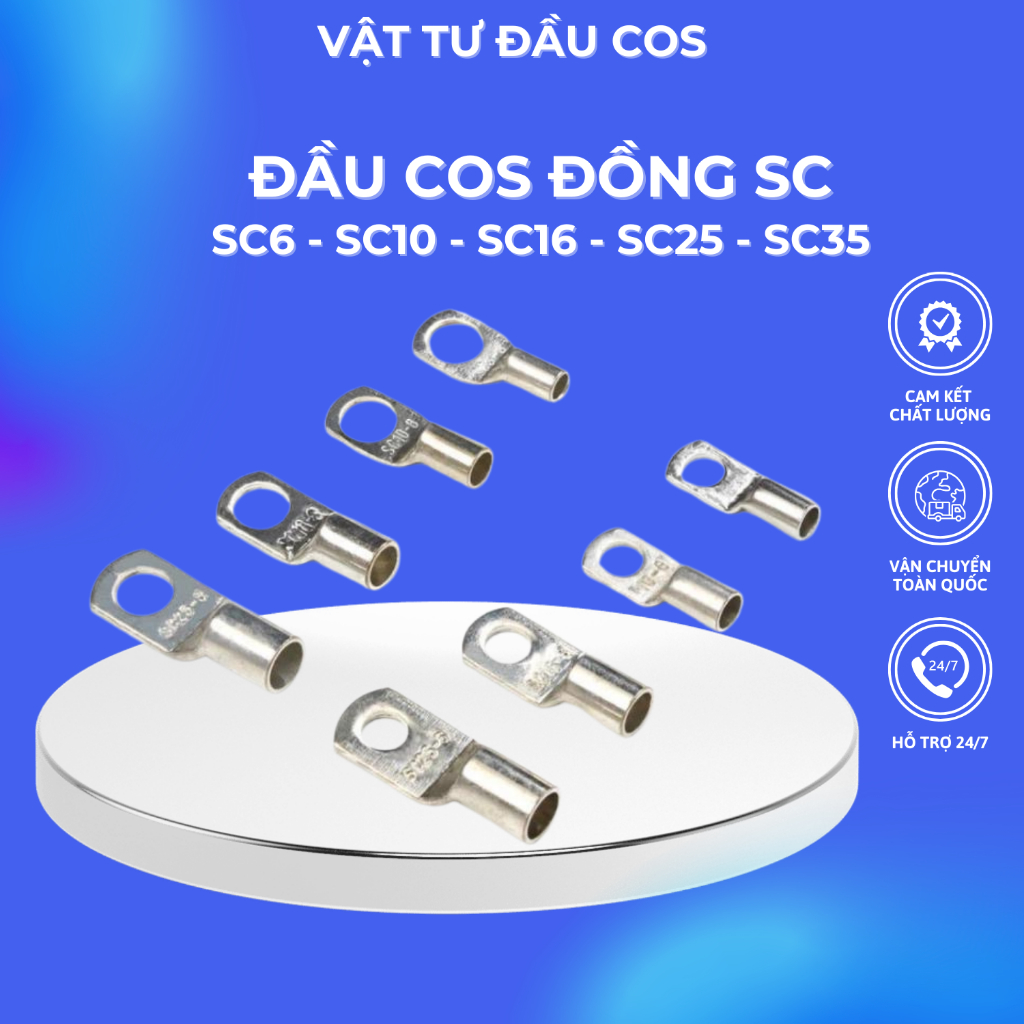 5 Cái Đầu Cos Đồng từ SC 6 10 16 25 35 sửa chữa máy móc đấu nối dây điện tủ điện